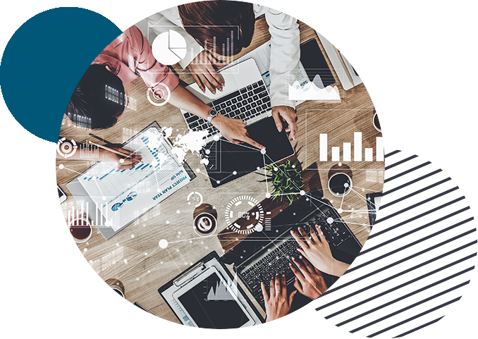 Team collaborating around a table